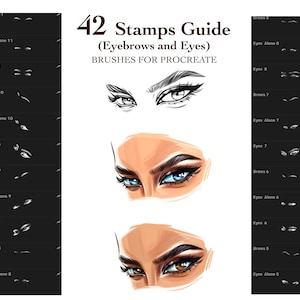 Guide Stamps Eyes And Eyebrows Brushes, Stamps for Procreate App, Guide Brushes For Portrait, Digital Brushes, Procreate Brash Set