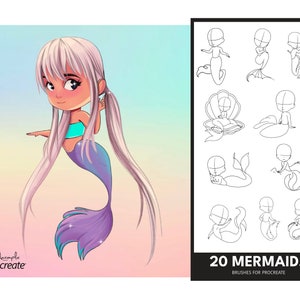 Mermaids Figure Stamps Procreate, Procreate Brushes, Mermaids Stamp, Procreate Tutorial, Figure Stamps