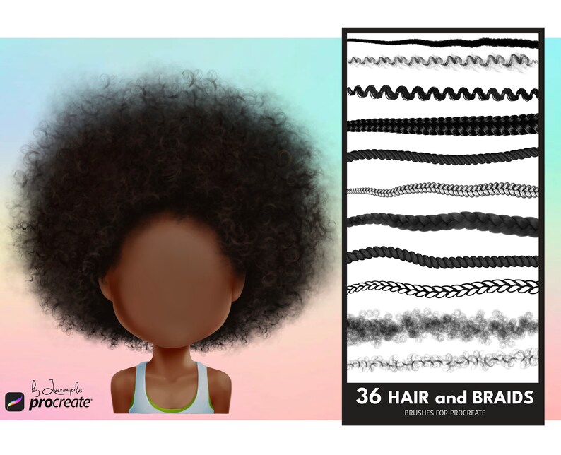 Curly Hair Brushes Procreate Braids Brushes Hair Brush Set Etsy