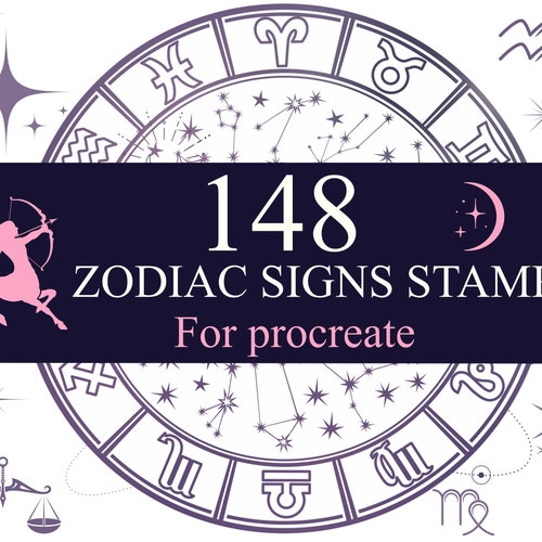 Procreate Brushes Zodiac Stamps Brush Signs Astrology Themed Etsy