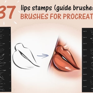 Lippen Borstels Voor Procreate, Lippen Stempels Borstels Procreate, Gids Brush Set Voor Ipad, Art Too, Cartoon Lippen