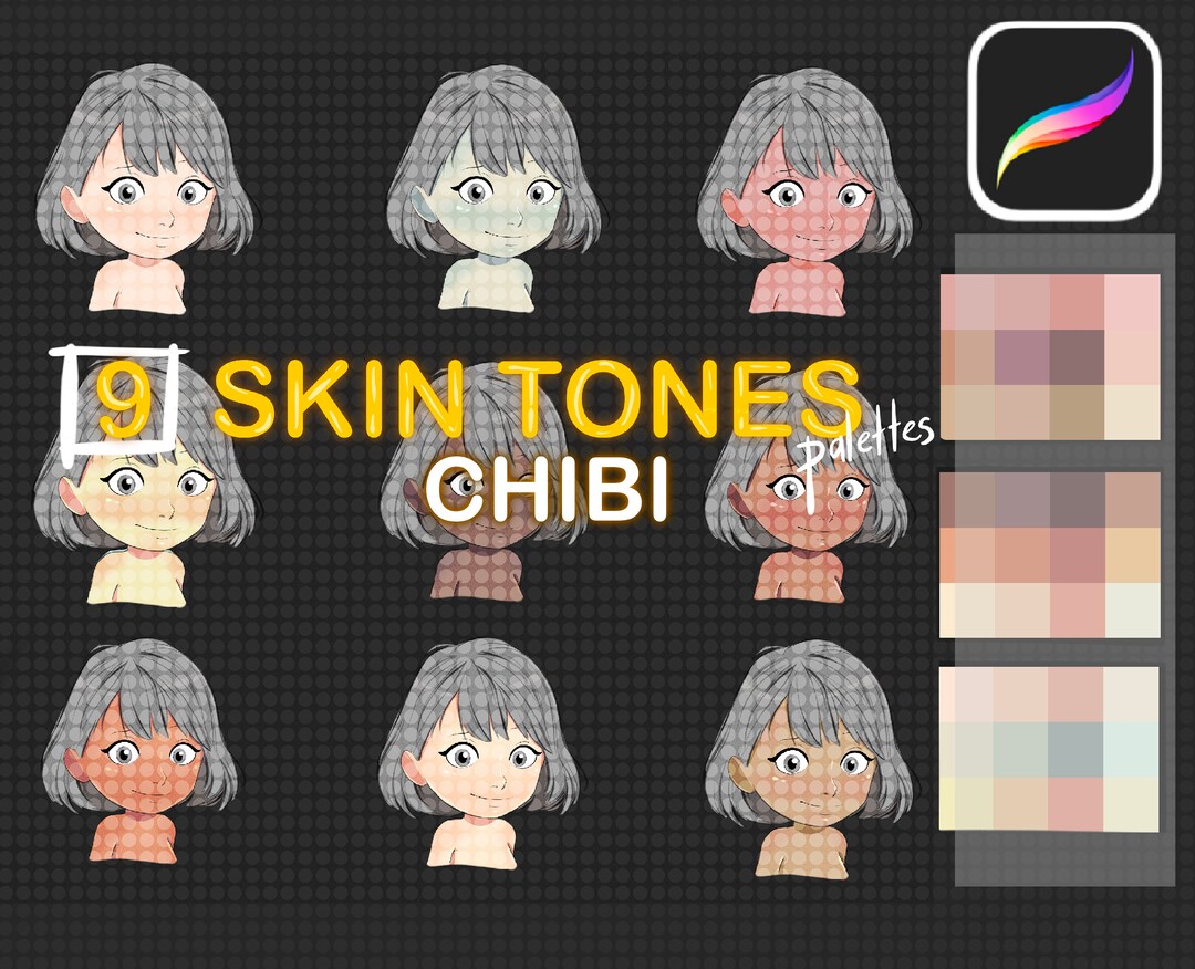 Procreate Skin Tones Color Palette, Chibi Procreate Skin Swatches