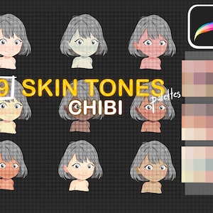 Procreate Skin Tones Color Palette, Chibi Procreate skin swatches. Procreate  Color Palette. Procreate Cartoon Skin Color Palette