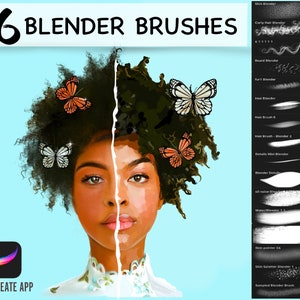 16 Blending Brushes Procreate. Blender Hair.  Procreate Realistic Portrait. Procreate Skin Smudge Brushes. Procreate Blender