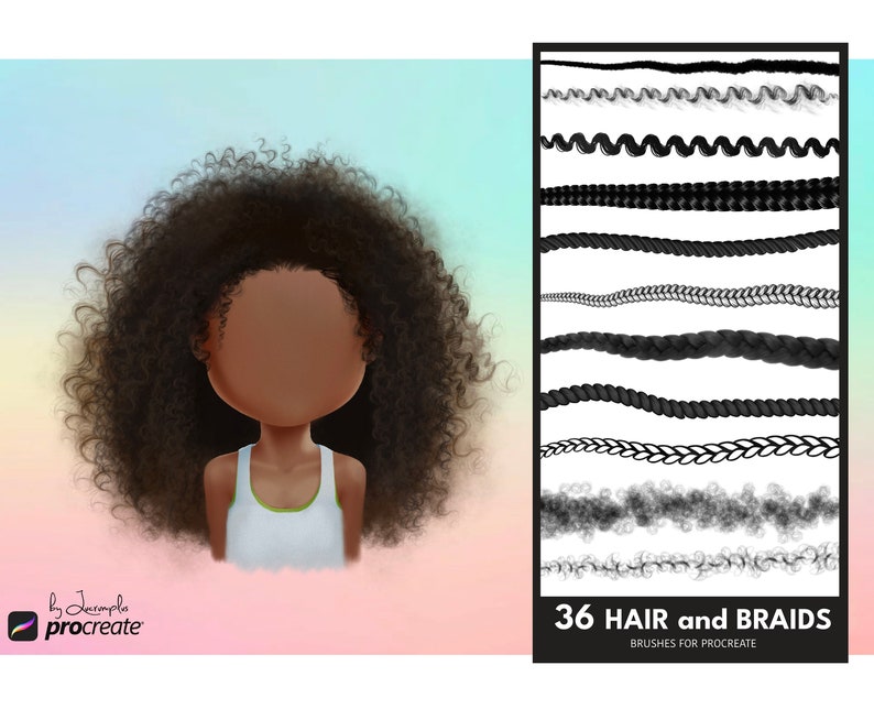 Curly Hair Brushes Procreate Braids Brushes Hair Brush Set Etsy