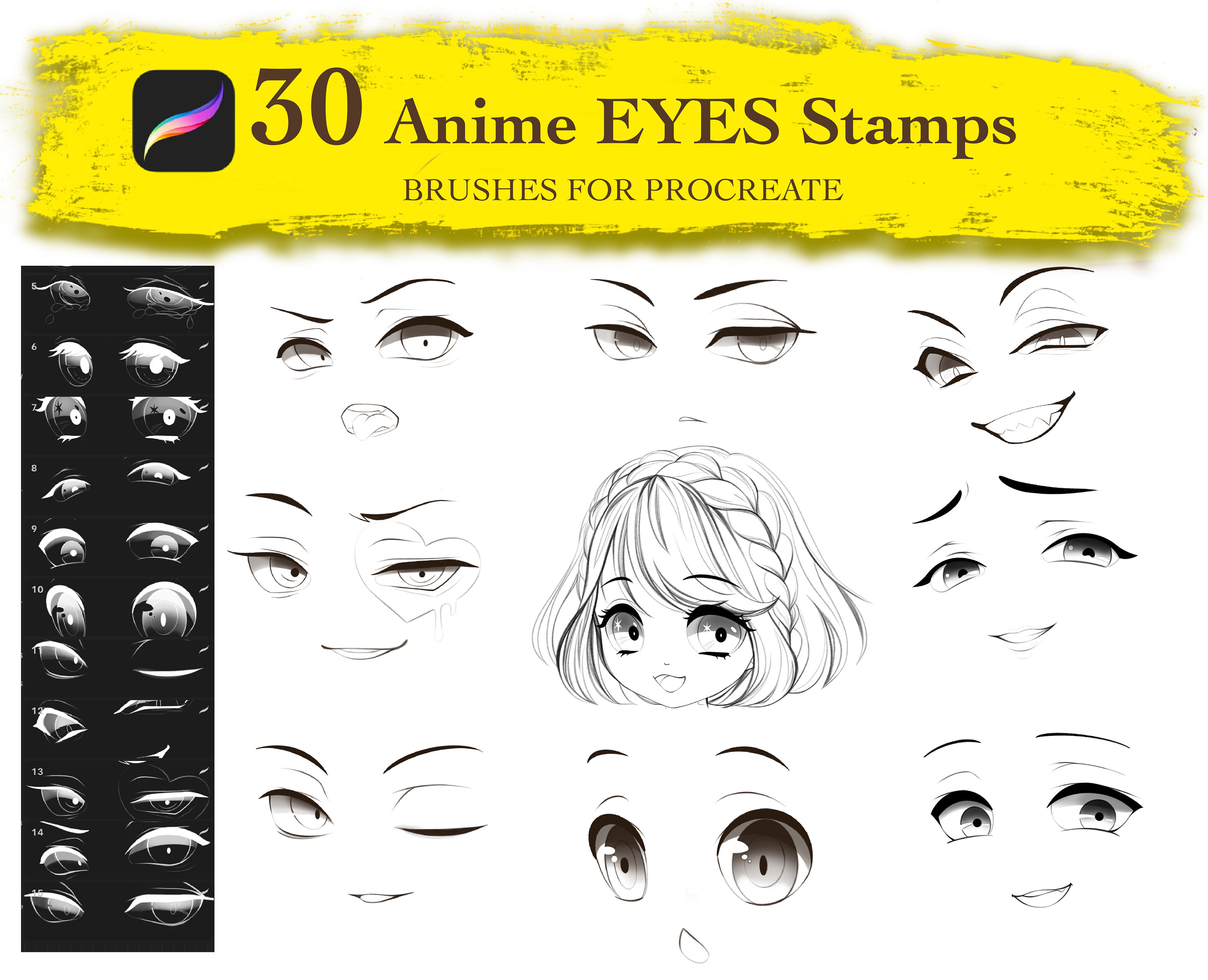 free anime eyes brush procreate