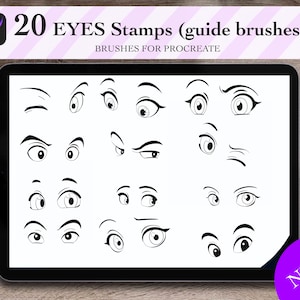 Procreate Ogen Stamp Brushes. Manga Anime Ogen Stempels Set. Cartoon komische stijl Expressieve paar ogen procreate borstels.