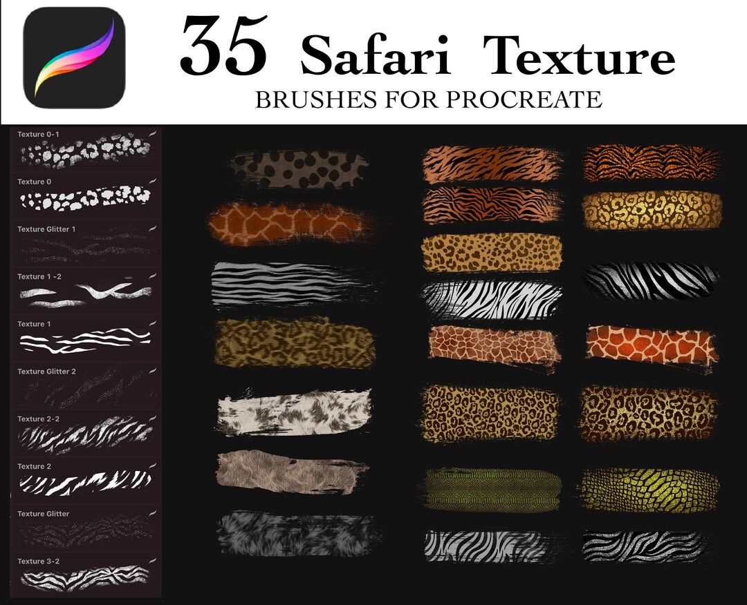 Safari Brush Texture for Procreate, Glitter Safari Brush, Zebra Brushes