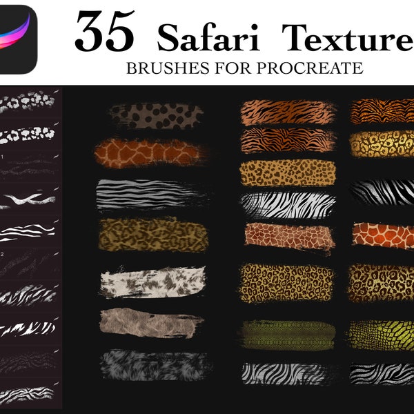 Safari Brush Texture For Procreate, Glitter Safari Brush, Zebra Brushes, Giraffe Glitter, Leopard Texture, Instant Download, Furry Texture