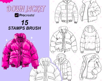 Procreate Down Jacket stamp brushes | Procreate clothes stamp | Procreate clothing stamps | Procreate brushes | Procreate stamps