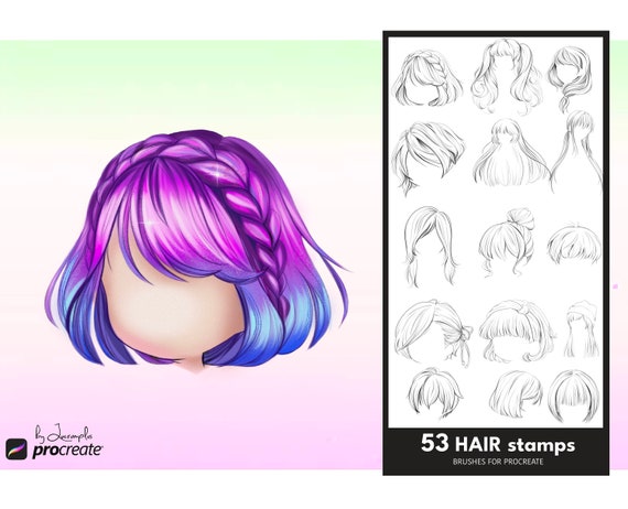 Hair Stamps Procreate Brushes Chibi Hair Brushes Straight - Etsy Hair Stamps Procreate Brushes Chibi Hair Brushes Straight - Etsy