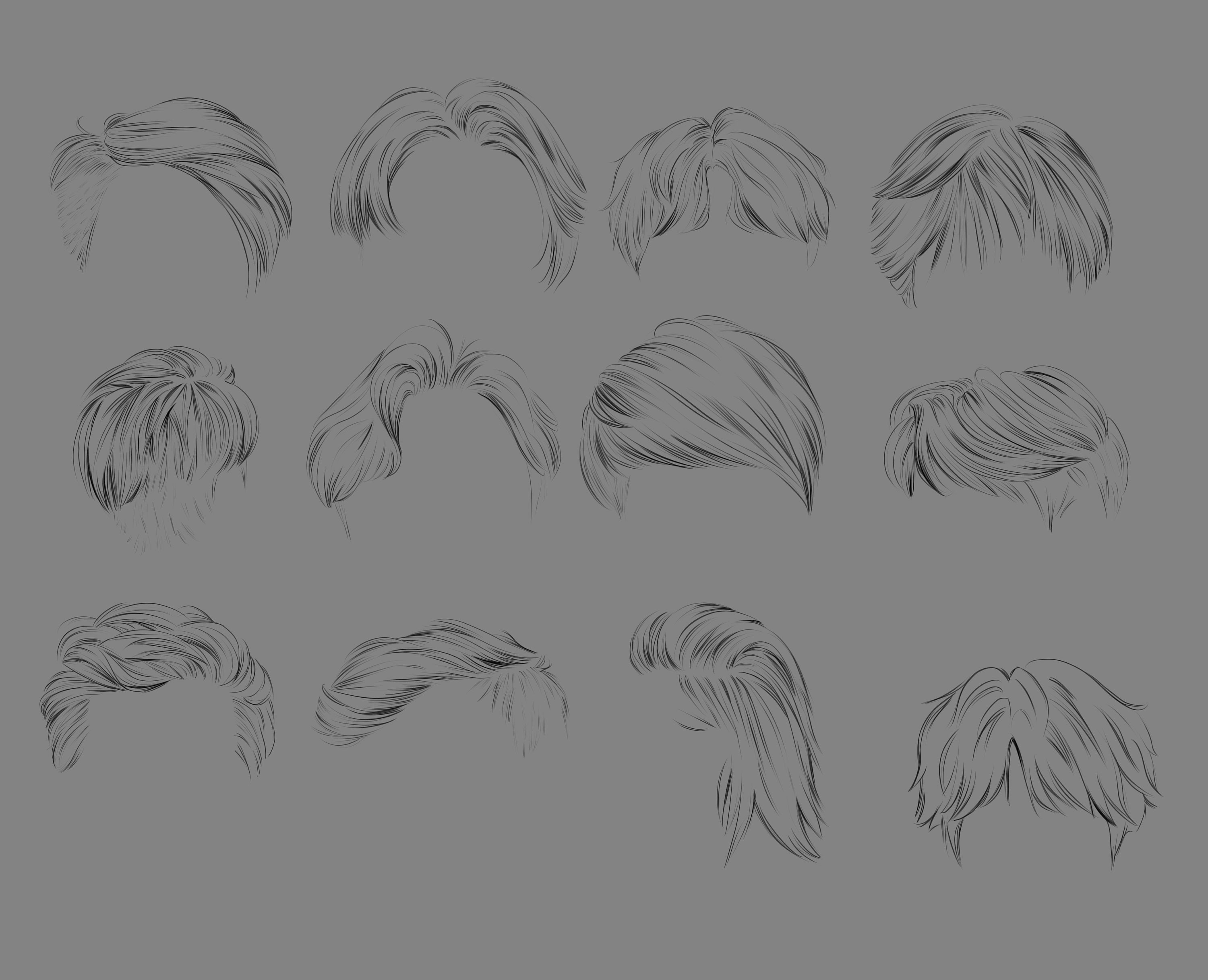 Male Hair Stamps Procreate Brushes Hair Brushes Straight Etsy