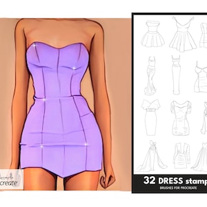 Procreate dress stamp brushes | Procreate clothes stamp | Procreate clothing stamps | Procreate brushes | Procreate stamps