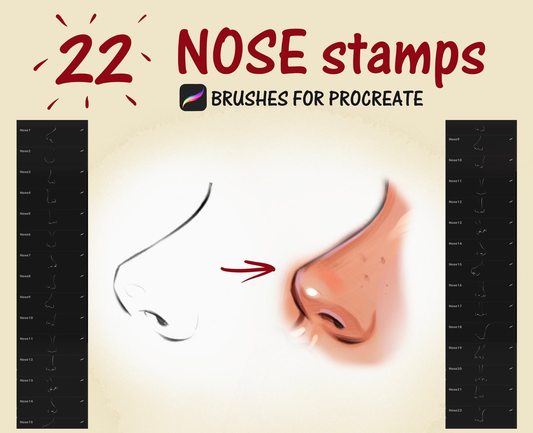Noses Stamps Brushes for Procreate, Digital Brushes, Brushes for