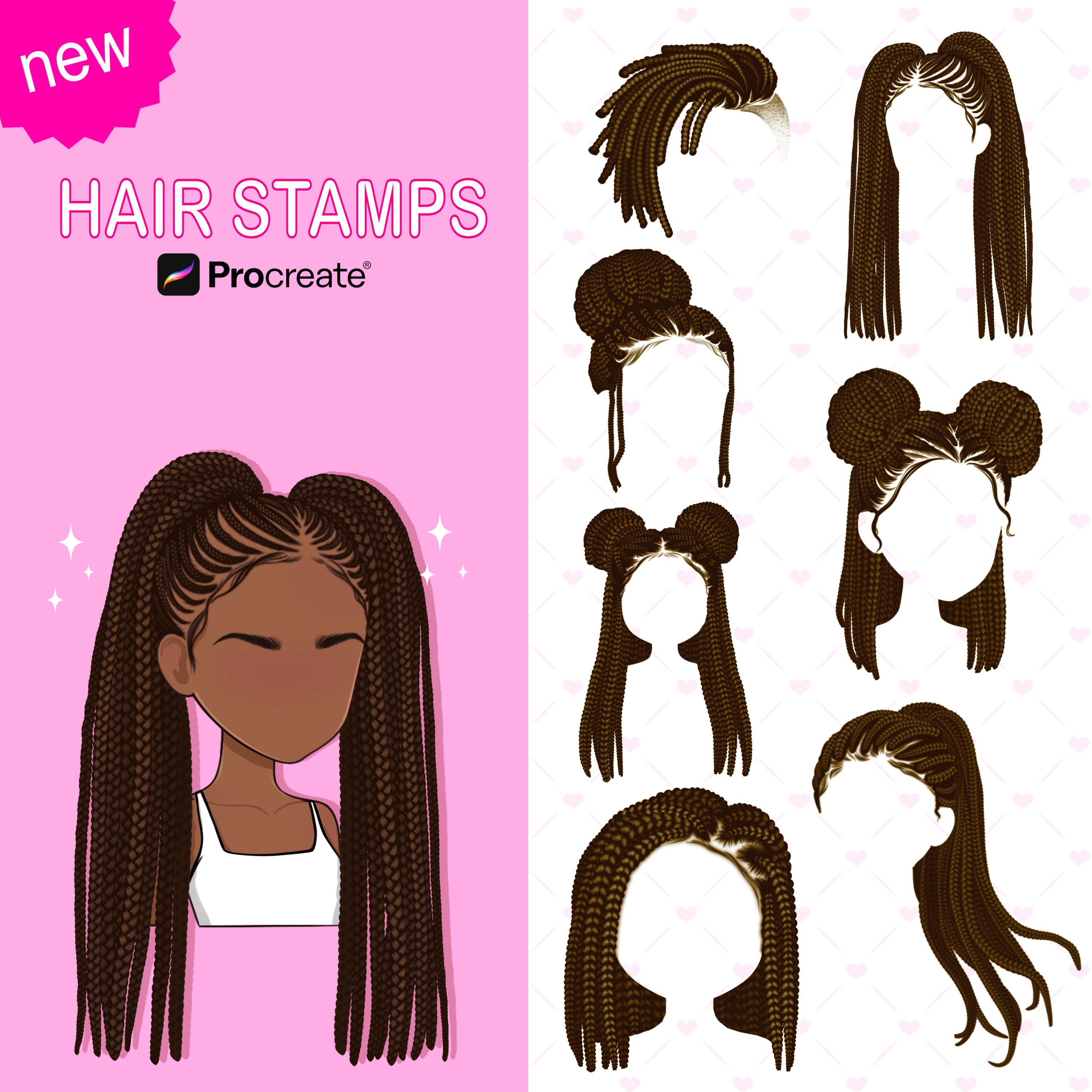 Lockiges und glattes Haar Procreate Pinsel: 30 Chibi Frisuren - Etsy  Österreich, image size:3000x3000