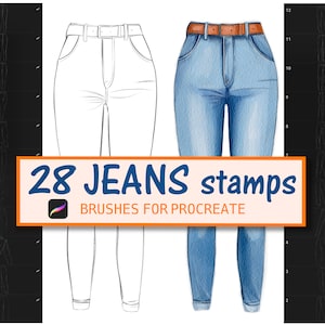 Procreate Jeans Brushes: Kleidung Stempel (28 Stück)