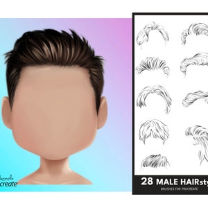 Male Hair Stamps: Procreate Brush Set (Digital Download)