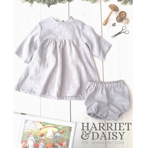 Harriet and Daisy Dress with Bloomers PDF Sewing Pattern - girls dress pattern, sewing pattern for children, woodland dress, linen dress