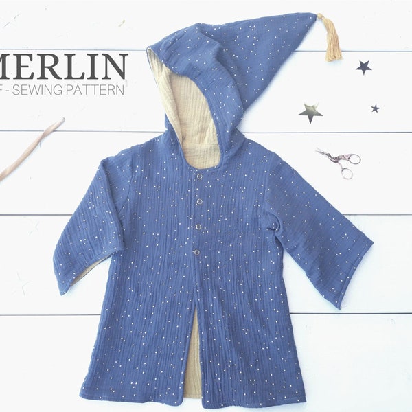 Merlin Fully Lined Robe PDF Sewing Pattern - unisex, wizards bathrobe, dressing gown for children.