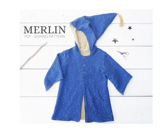 Merlin Fully Lined Robe PDF Sewing Pattern - unisex, wizards bathrobe, dressing gown for children.