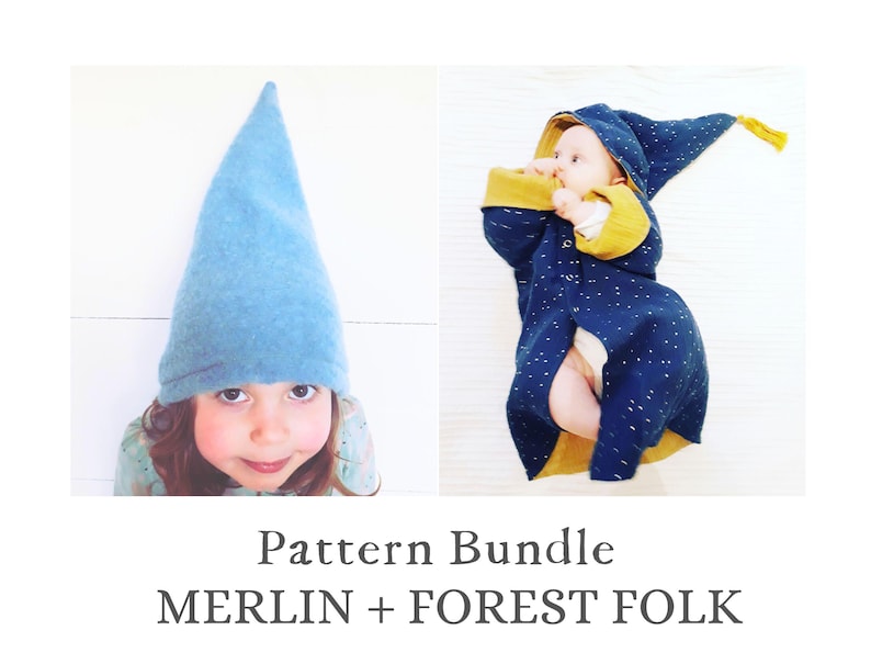 Robe & Pixie Hat Sewing Pattern Bundle: Merlin Magic Gown (PDF Pattern) image 1