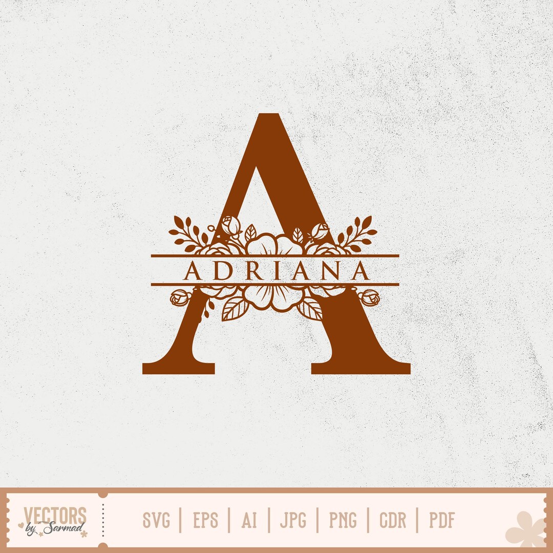 Floral Split Monogram SVG, Floral Monogram SVG Bundle, Flower Monogram ...