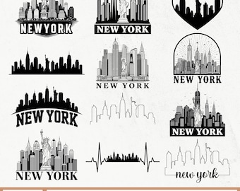 New York City Skyline SVG, Skyline New York Svg, New York Skyline Clipart, New York Skyline PNG, New York Skyline Outline Svg - Vector