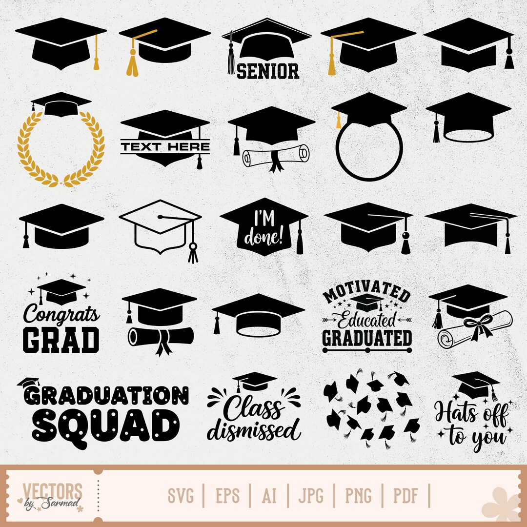 Graduation Hat Svg Bundle, Graduation Cap SVG, Senior Graduation Cap ...