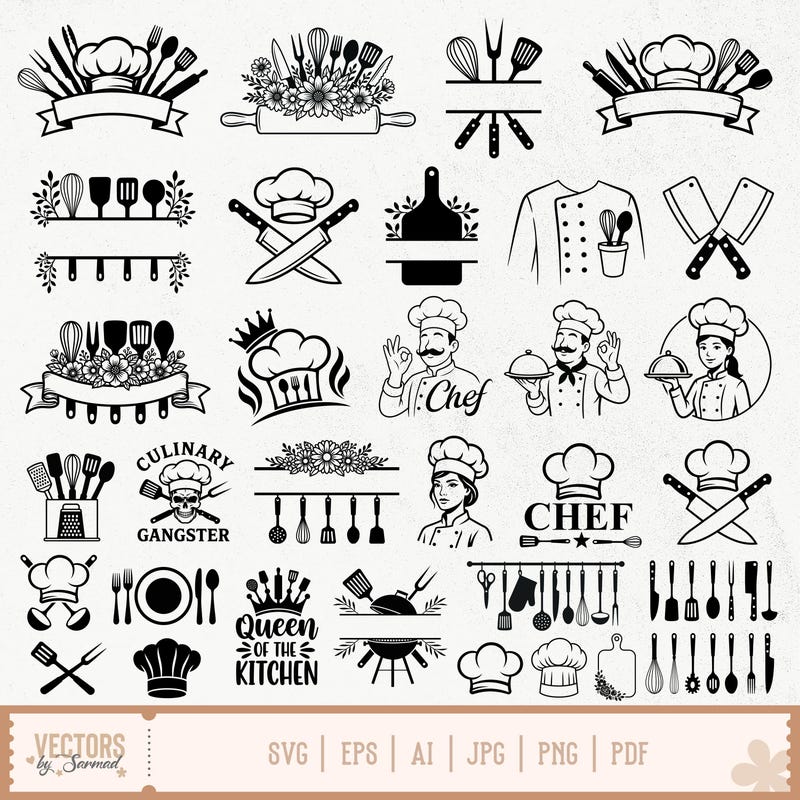 Chef Logo for Cricut - Etsy UK