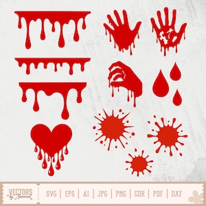 Blood Drips SVG, Blood Svg, Blood Splatter SVG, Dripping Blood Svg, Blood Drops Svg, Heart Blood Dripping SVG, Halloween svg