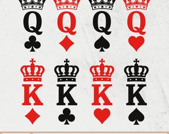 King and Queen SVG, King and Queen SVG Bundle, King of Spades Svg, Queen of Hearts Svg, King Queen Svg, Playing Card King Queen Svg