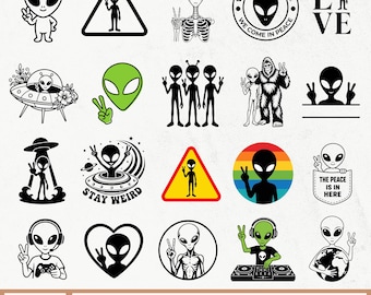 Alien Peace Svg Bundle, Alien Peace Sign, Peace Alien Svg, Alien Scene Clipart, Cute Alien Peace Sign, Green Alien Svg, Alien Clipart - PNG