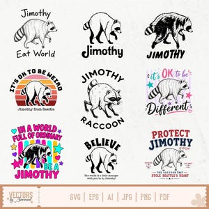 Pacote de imagens PNG e SVG do Guaxinim Jimothy, Guaxinim viral de Seattle em PNG, Design engraçado de sublimação de guaxinim, Camiseta com meme de guaxinim, Jimothy em SVG e PNG, Meme engraçado
