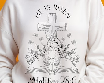 He is Risen Svg, Easter Svg, Easter Cross Bunny Floral Svg, Christian Bunny Svg, Jesus Svg, Bible Verse Svg, Religious Svg, Happy Easter SVG