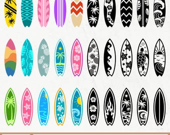 30 Surfboard SVG Bundle, Floral Surfboard SVG, Surfboard Silhouette, Surfboard Cut File, Layered Surfboard SVG, Hawaii Surfboard Design Svg