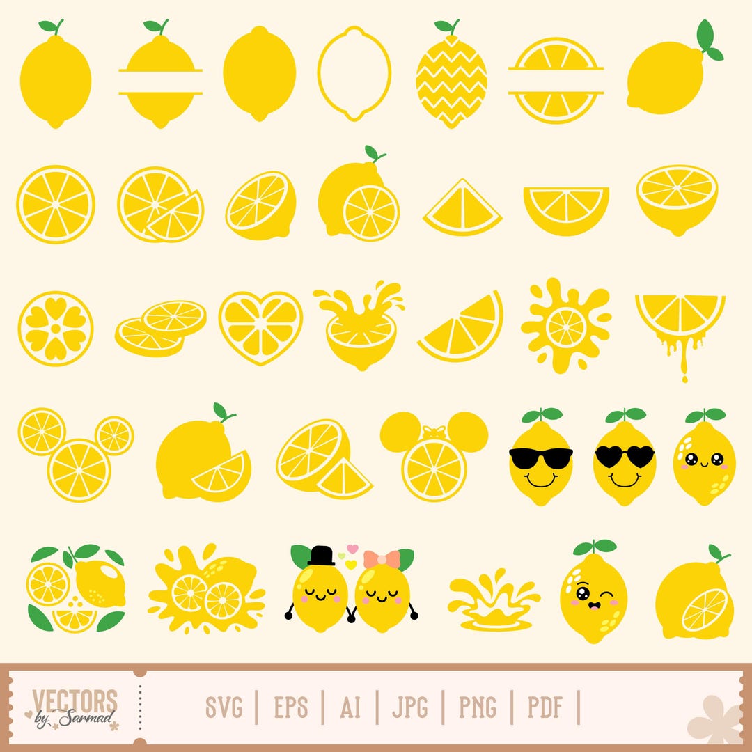 Free Lemon Raspberry Svg Lemon SVG Bundle, Lemon Slice SVG, Layered Lemon SVG, Kawaii Face Lemon ...