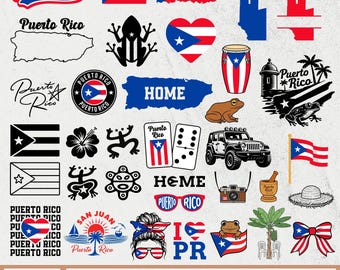 Paquete SVG de Puerto Rico, El Morro Puerto Rico SVG, Coqui Svg, Bandera de Puerto Rico, Rana Taína Svg, Clipart de Puerto Rico, Latina Svg, Garita Svg