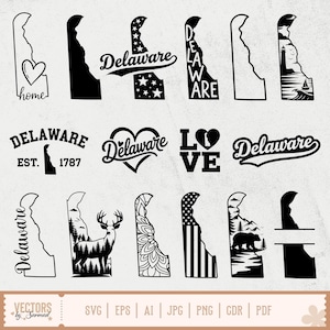 Delaware SVG-bundel, Delaware overzicht SVG, Delaware silhouet, Delaware gesneden bestanden, Delaware Home, Delaware Vector, Delaware png