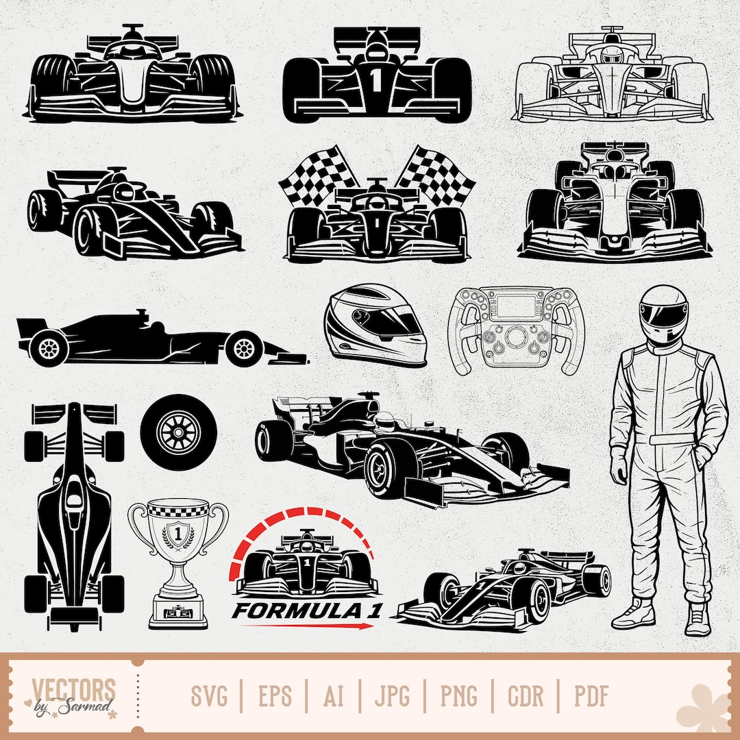 Formula 1 SVG Bundle, Formula Racing Car Svg, Formula Car Svg, F1 Racer ...
