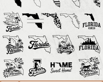 Florida SVG Bundle, Florida Outline SVG, Florida State SVG, Florida Home Svg, Florida State Clipart, Florida Silhouette, State of Florida