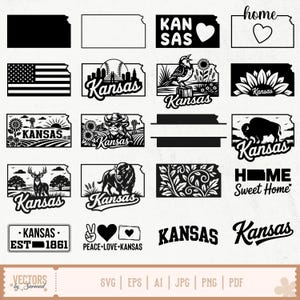 Kansas SVG Bundle, Kansas State SVG, Kansas Outline SVG, Kansas Art Design, Kansas Flower SVG, Kansas Map svg, Kansas Cut Files, Kansas Home