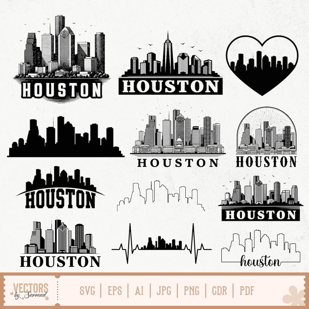 Houston City Skyline SVG, Houston Skyline, Houston City Silhouette ...