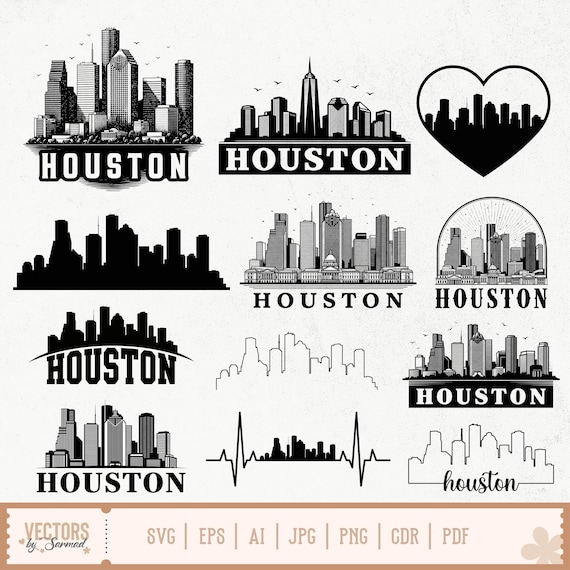 Houston City Skyline SVG, Houston Skyline, Houston City Silhouette, Houston PNG, Houston Texas Vector, Houston Skyline Outline