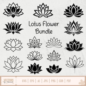 Lotus SVG, Lotus Flower SVG, Lotus Bundle Png, Lotus Clipart, Lotus Meditation Svg, Lotus Cricut, Namaste Silhouette, Yoga Flower SVG