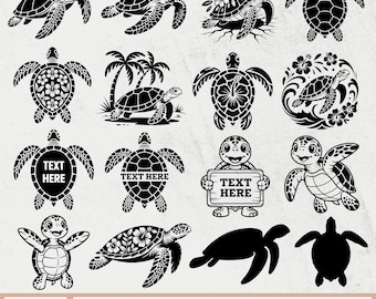 Paquete SVG de tortuga marina, clipart de tortuga marina, SVG floral de tortuga marina, archivo de corte de tortuga marina, vector de tortuga de playa, SVG de tortuga, SVG de tortuga bebé