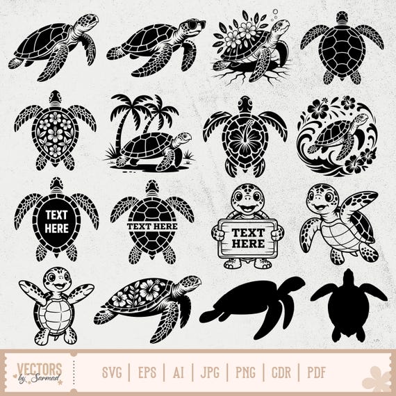 Sea Turtle SVG Bundle, Sea Turtle Clipart, Floral Sea Turtle SVG, Sea Turtle Cut File, Beach Turtle Vector, Tortoise Svg, Baby Turtle Svg