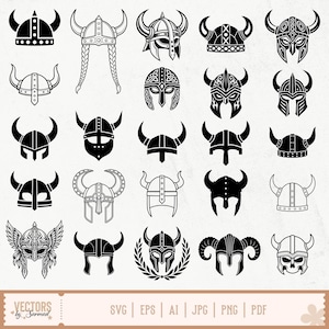Viking Helmet SVG Bundle, Norse Helmet Svg, Viking Horns Svg, Viking Helmet Clipart, Warrior Helmet, Pagan Helmet, Viking Helmet Silhouette