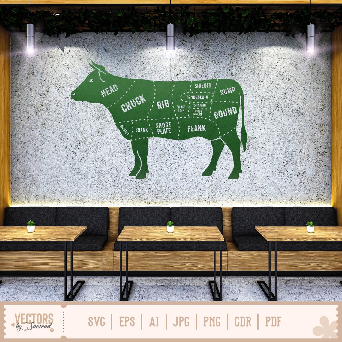 Beef Cuts SVG, Primal Beef SVG, Butcher Cuts Png, Butcher Chart Vector ...