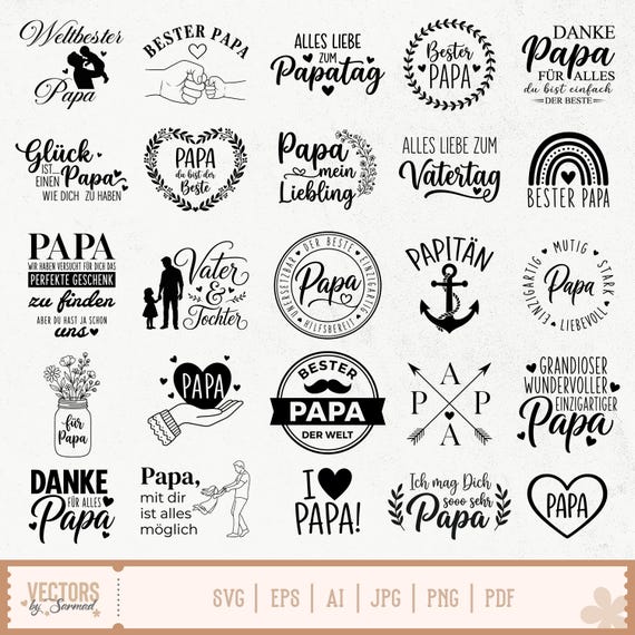 German Papa SVG Bundle, German Dad, Deutsche Plotterdatei Papa, Vatertag Svg, Vatertagsgeschenk, Deutsche Sprüche Svg, Laserdatei Papa