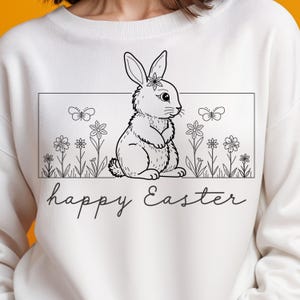 Happy Easter SVG Cut File, Easter SVG, Floral Bunny SVG, Spring Svg, Flowers Svg, Easter Png, Cut Files, Cricut, Sublimation